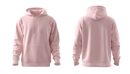 Pink hoodie mockup, front and back views