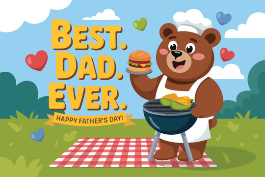 Happy Father's Day background flat vector illustration - Powered by Adobe