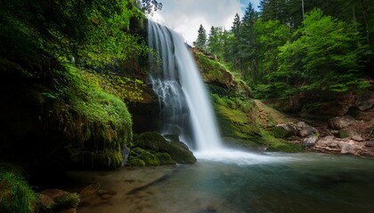 Fototapeta premium Captivating Waterfall Nature Photography Scenic Picture Of A Beautiful Cascade In The Wilderness