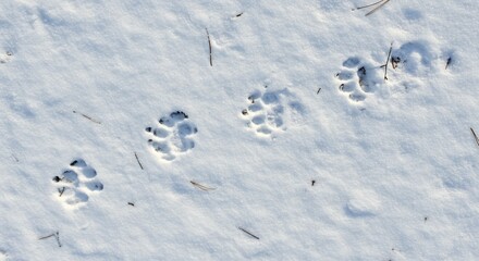 Animal Footprints in White Snow Outdoor Winter Scene