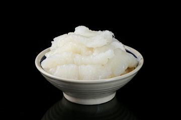 Fresh White Jellyfish Sea Mushroom in Ceramic Bowl - Asian Seafood Delicacy
