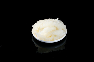 Fresh Sea Cucumber Fish Maw Seafood Delicacy in White Bowl Black Background