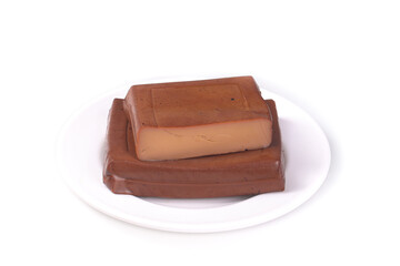 Dried Sichuan Bean Curd Eggs Traditional Chinese Food on White Plate