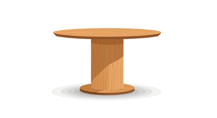 Isolated Illustration of a small circular Wooden Table on a White Surface