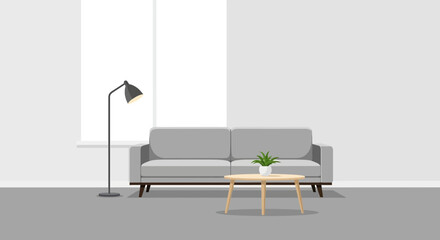 Stylish modern living room interior scene with contemporary furniture