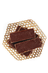 Brown Sugar Chunks in Wicker Basket on White Background