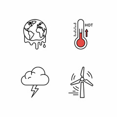 Fototapeta premium Set of Environmental Icons for Climate Change and Global Warming.