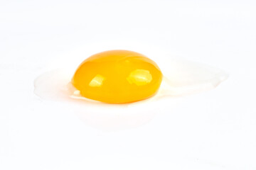 Raw Egg Yolk and White on White Background