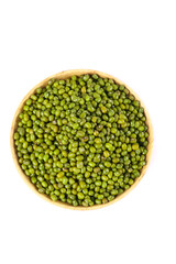 Organic Green Mung Beans in Wooden Bowl - Nutritious Legumes for Healthy Cooking