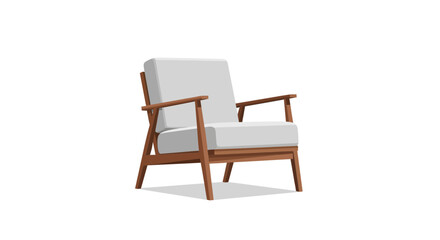 Fototapeta premium Isolated mid-century modern armchair with light gray cushions design