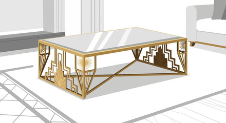 Sophisticated gold art deco style table interior with contemporary details