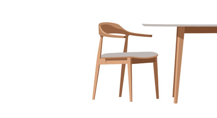 Fototapeta premium Stylized wooden chair with a table, design elements in light background