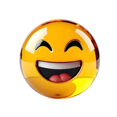 Laughing Yellow Emoji with Open Mouth on Transparent Background