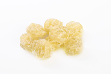 Dried Tremella Mushrooms White Fungus Golden Yellow Edible Fungi Isolated White Background