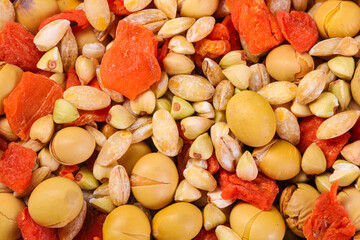 Healthy Trail Mix with Nuts Seeds Soybeans and Dried Fruit Snack Combination