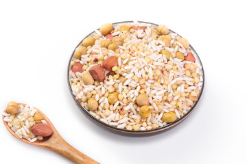 Five Grain Cereal Mix with Soybeans Peanuts and Legumes in Bowl Healthy Organic Farmers Ingredients