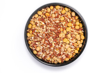 Eight Grain Combo with Soybeans and Mixed Beans in Black Bowl - Healthy Cooking Ingredients