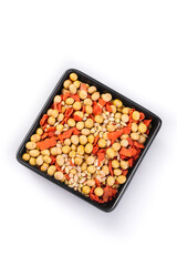 Five Grain Bean Combo Mix in Black Bowl - Soybean Porridge Ingredients for Healthy Farmers Treasure Cooking