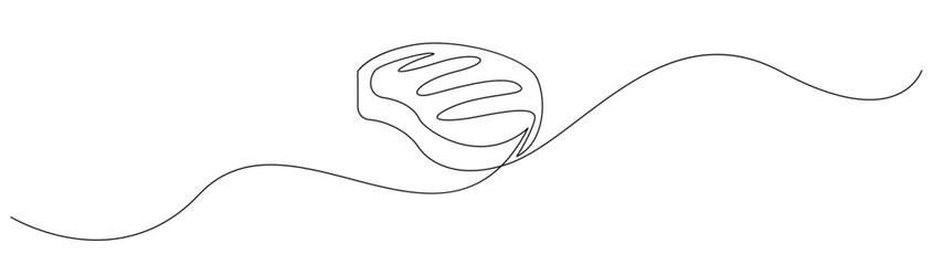 Continuous Line Art of Steak on Grill