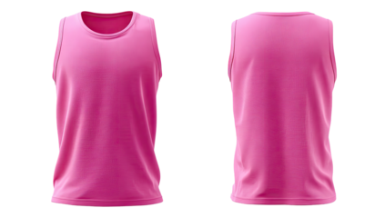 Front and back view of a vibrant magenta tank top