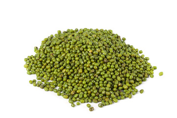 Organic Mung Bean Pile - Fresh Green Legumes Cooking Ingredient on White Background