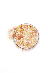 Mixed Grains Legumes Rice Soybeans Peanuts Healthy Cooking Ingredients Bowl White Background