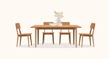 Contemporary wooden dining set with minimalist design for modern homes