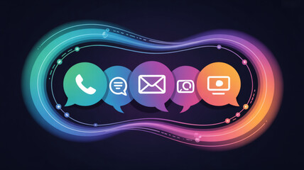 Fototapeta premium Communication methods icons vector graphic design for social media marketing and digital communication strategies