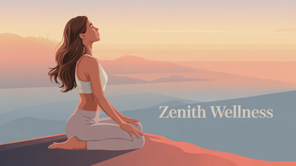 Woman meditating at sunrise for wellness and mindfulness practices for mental health and relaxation therapy