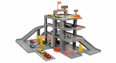 鮮やか色彩 ミニカー立体駐車場 滑る坂道 楽しい遊び