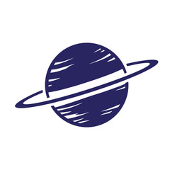 Hand drawn illustration of planet with rings representing space and exploration concepts.