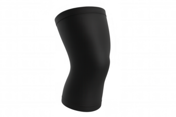 3d rendering of a black knee compression sleeve, isolated on a transparent background, offering support and stability for athletes and individuals recovering from injuries