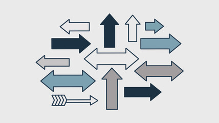 Directional arrows illustration showing various directions and paths forward