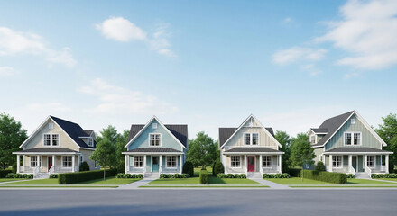 Modern suburban houses in a row