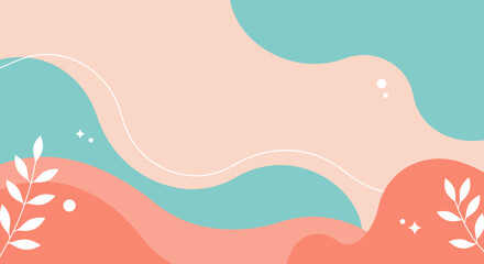 Abstract fluid shapes in pastel colors with leaf elements