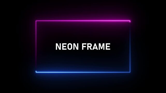 Blue and Pink Neon Rectangle Frame with Text image