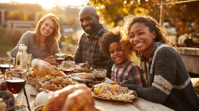 Thanksgiving family dinner happy people holiday food celebration autumn