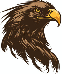 Fototapeta premium A stylized illustration of a majestic eagle's head, rendered in rich brown tones with detailed feather texture.