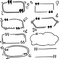 Hand-drawn quote bubble collection with various shapes and doodle elements, including speech marks.