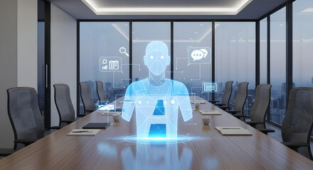 Artificial Intelligence Virtual Assistant in a Modern Conference Room