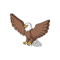 Majestic Eagle Spreading Wings. A powerful raptor illustration, featuring broad wings extended, symbolizing freedom, strength, and independence. Perfect for designs needing an emblem of might.