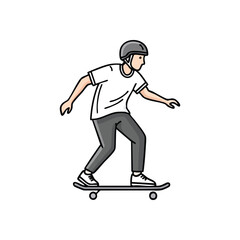 Fototapeta premium Skateboarding Youth Illustration. Energetic young man on a board. This dynamic flat design symbolizes urban sport, freedom, and an active lifestyle.