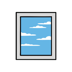 Window View of Bright Blue Sky. A rectangular opening reveals a vast azure expanse with gentle white cloud formations. This scene symbolizes optimism, freedom, and new opportunities.