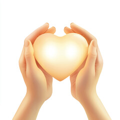 Obraz premium Heartshaped light in hands warm glow gentle light caring hands love and affection soft ligh