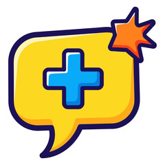 Fototapeta premium Cartoon Chat Bubble with Plus Sign – New Message Icon Vector
