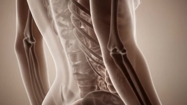 Detailed Human Digestive System Anatomy Model Demonstrating Internal Organs and Intestines in Medical Illustration