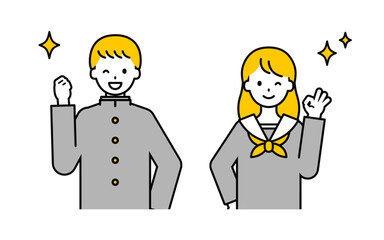 シンプルな学生の男女_うれしい