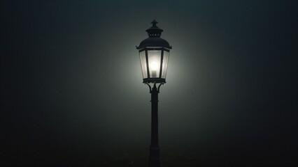 Old Metal Street Lantern in Darkness