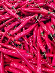 Fresh Red Chili Peppers Background – Spicy Hot Food Ingredient