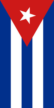 Cuba flag, the vertical national flag of Cuba. Hanging flag.